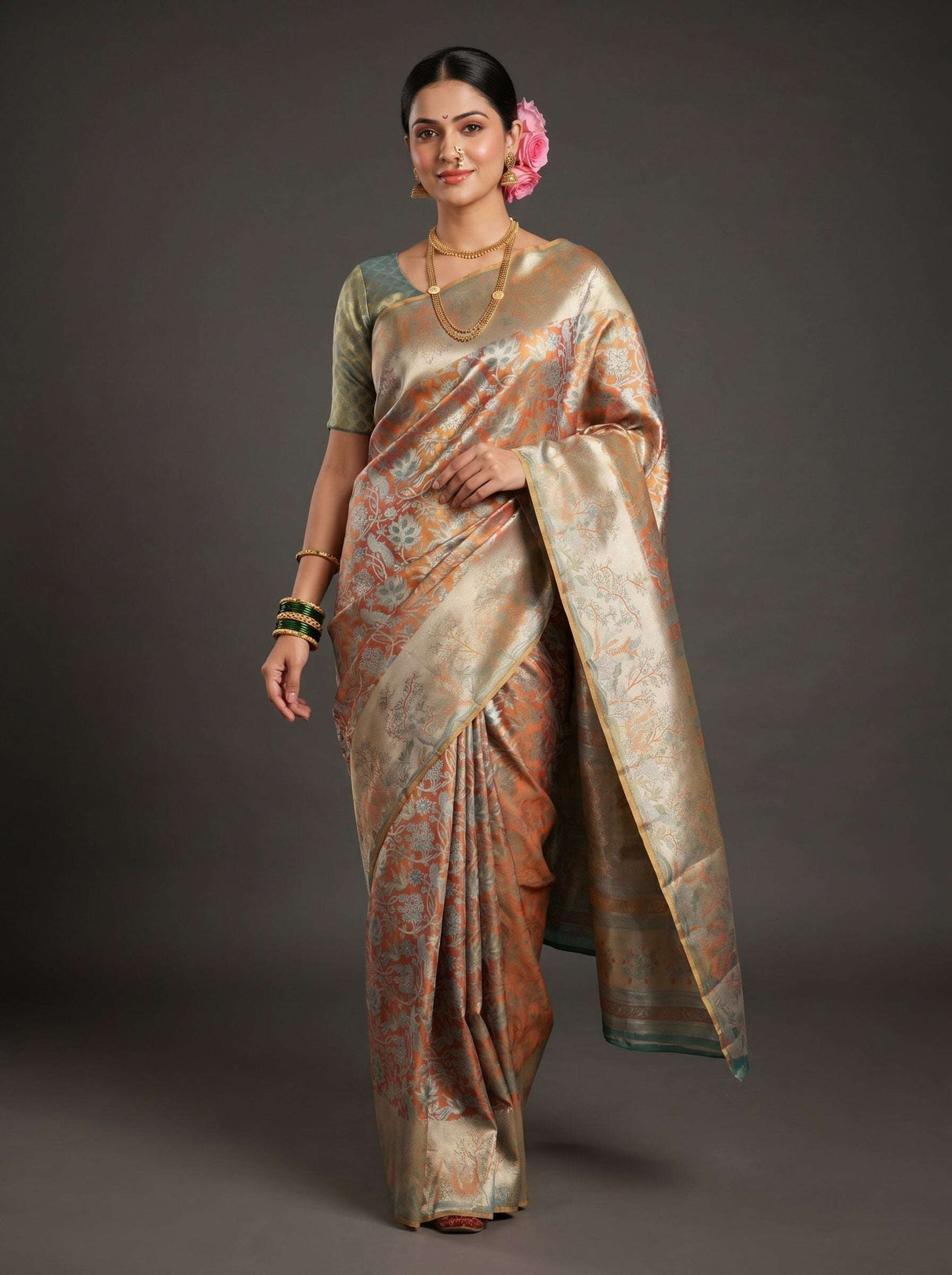 MIMOSA Saffire Kanjivaram Art Silk Saree — pose 6 styling detail