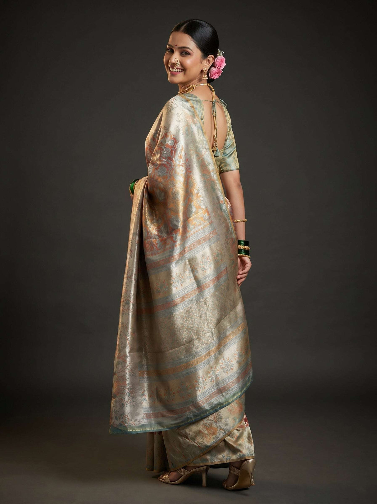 MIMOSA Saffire Kanjivaram Art Silk Saree — pose 9 styling detail