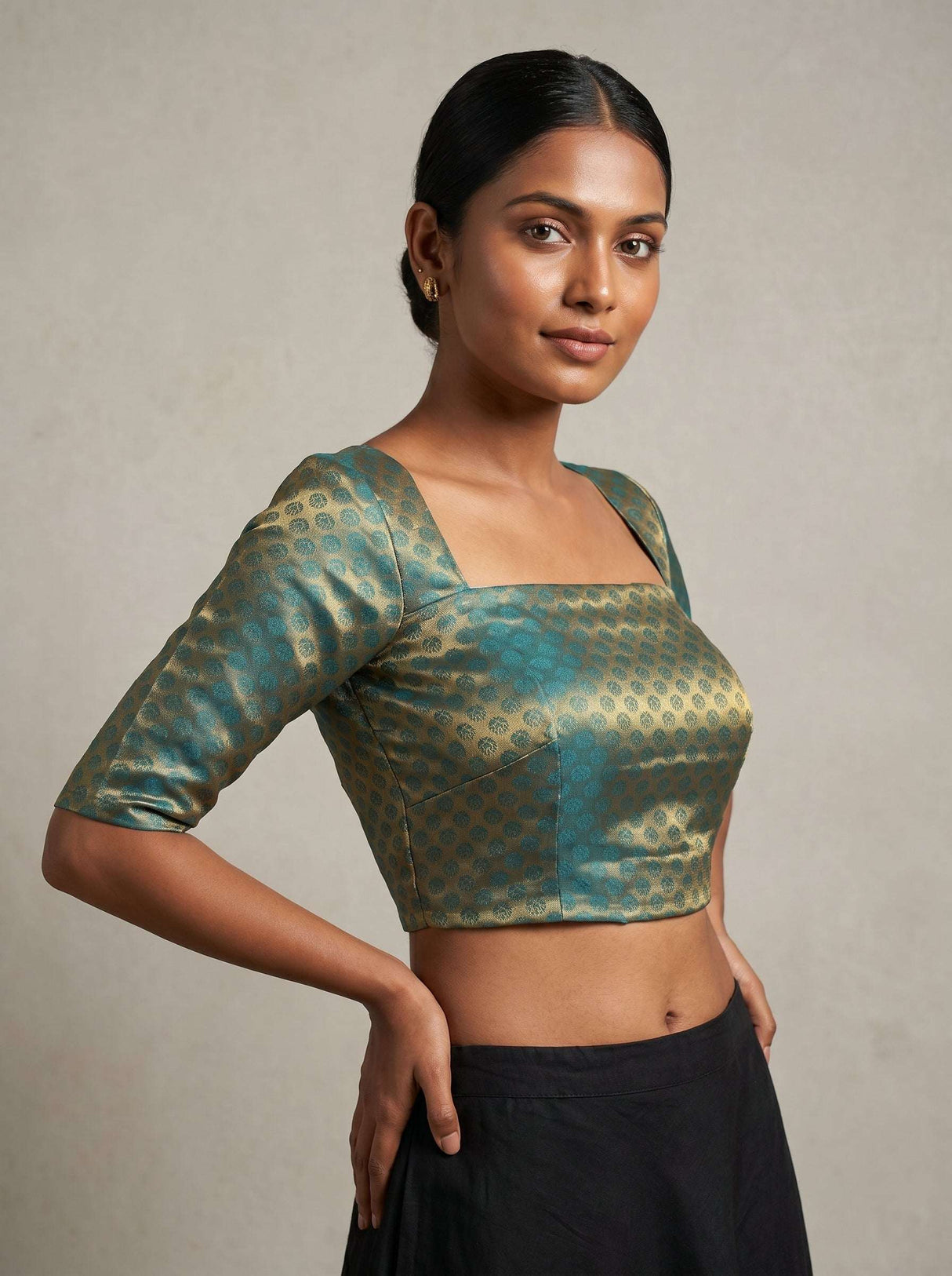 MIMOSA Saffire Kanjivaram Art Silk Saree — blouse close-up