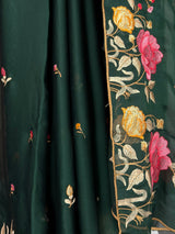 MIMOSA Bottle Green Banarasi chiffon Saree — fleets shot full lifestyle
