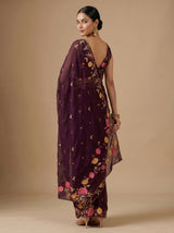 MIMOSA Magenta Banarasi chiffon Saree — pose 8 styling detail