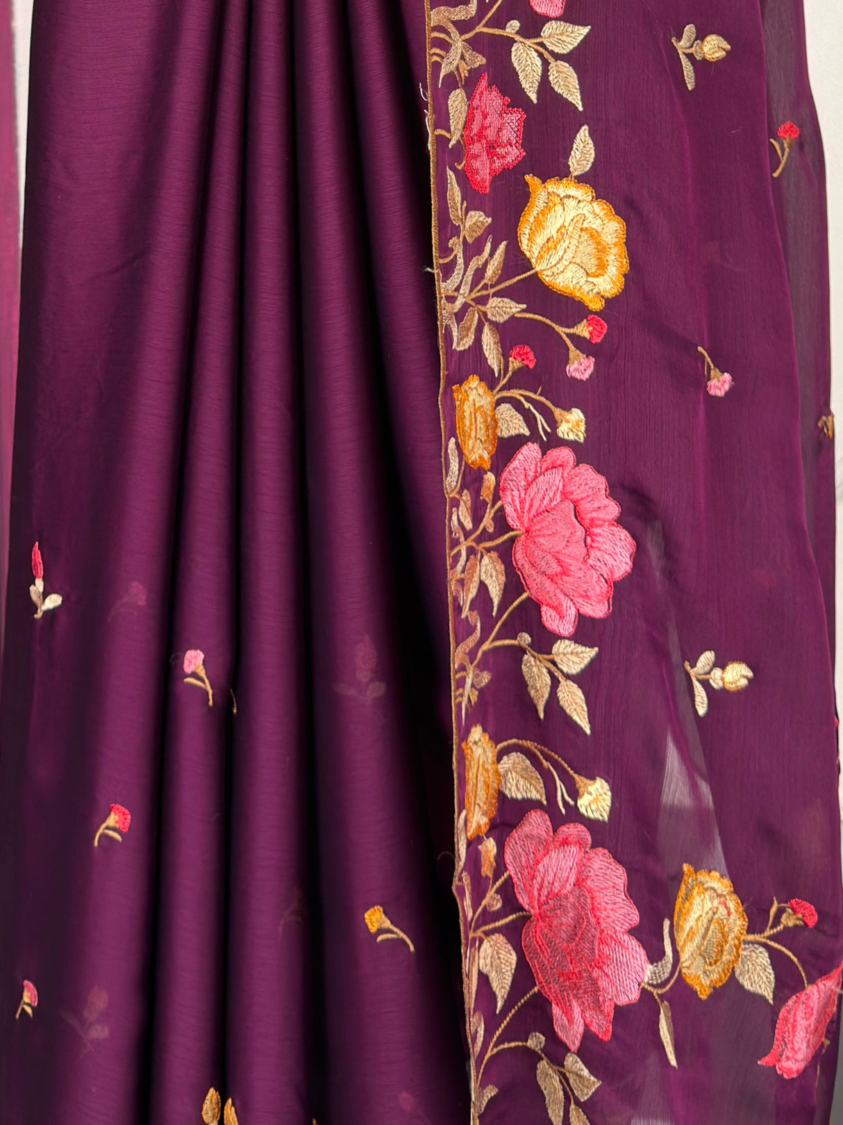 MIMOSA Magenta Banarasi chiffon Saree — fleets shot full lifestyle