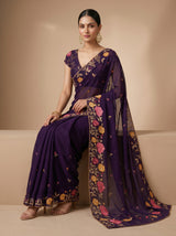 MIMOSA Purple Banarasi chiffon Saree — pose 7 styling detail