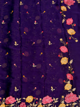 MIMOSA Purple Banarasi chiffon Saree — pallu and zari work detail