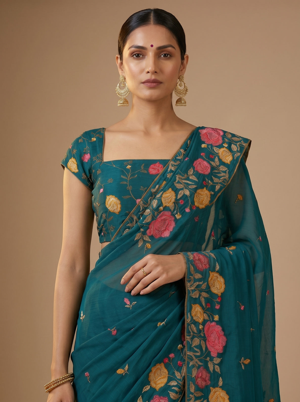 MIMOSA Sapphire Banarasi chiffon Saree — pose 10 styling detail