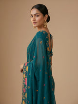 MIMOSA Sapphire Banarasi chiffon Saree — pose 4 styling detail