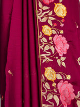 MIMOSA Wine Banarasi chiffon Saree — fleets shot full lifestyle