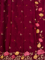 MIMOSA Wine Banarasi chiffon Saree — pallu and zari work detail