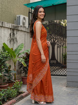 MIMOSA Orange Saree Saree — pose 3 styling detail