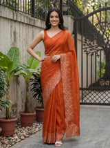 MIMOSA Orange Saree Saree — pose 4 styling detail