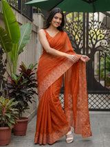 MIMOSA Orange Saree Saree — pose 5 styling detail