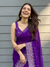MIMOSA Purple Saree Saree — pose 10 styling detail