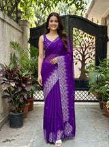 Purple  Saree