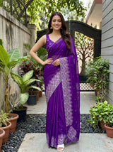 MIMOSA Purple Saree Saree — pose 4 styling detail