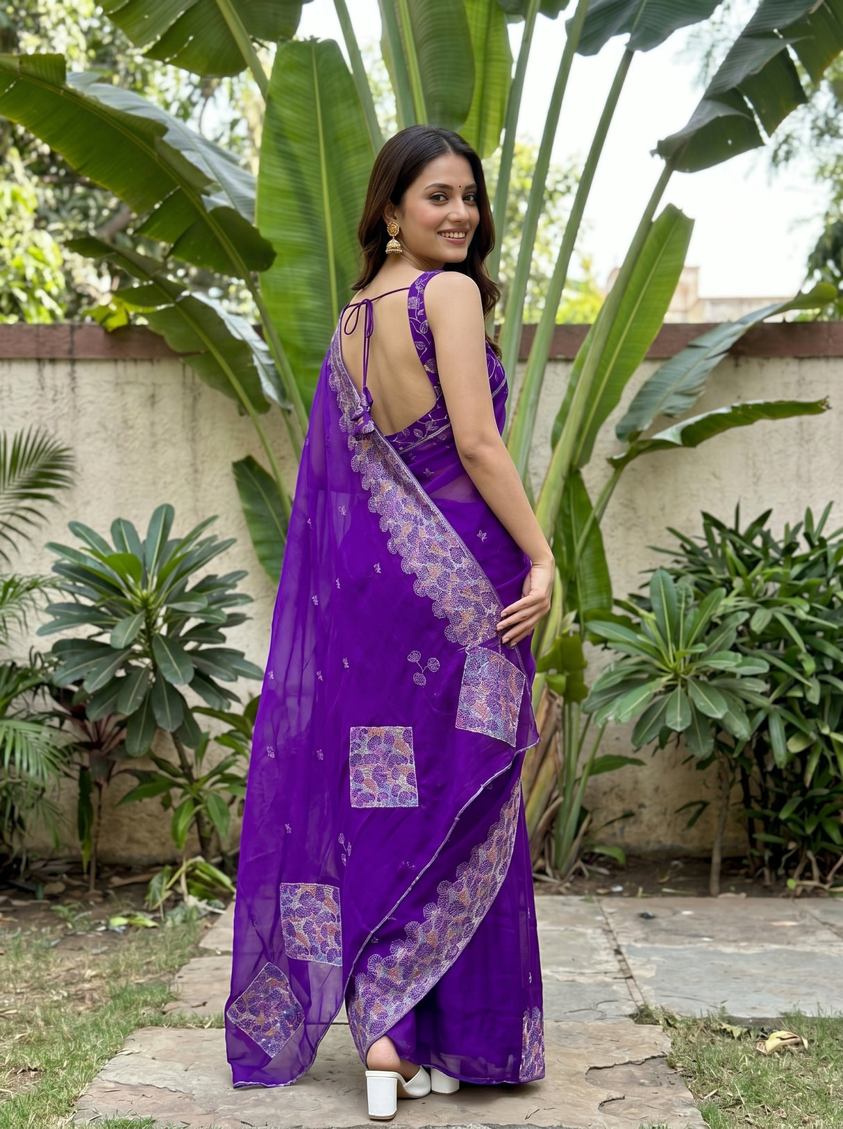 MIMOSA Purple Saree Saree — pose 7 styling detail