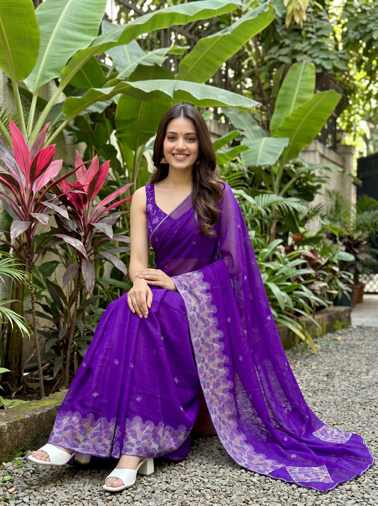 MIMOSA Purple Saree Saree — pose 8 styling detail