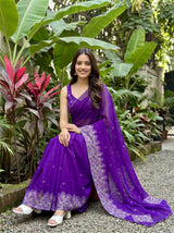 MIMOSA Purple Saree Saree — pose 8 styling detail
