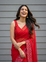 MIMOSA Red Saree Saree — pose 10 styling detail