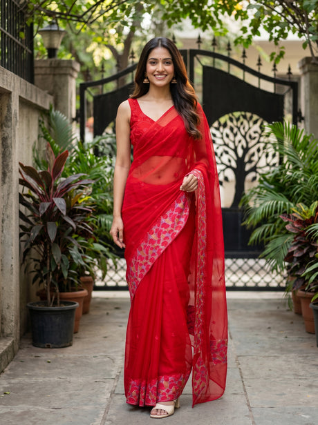Red  Saree