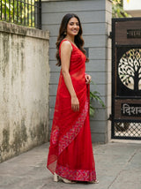 MIMOSA Red Saree Saree — pose 3 styling detail