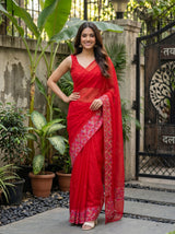 MIMOSA Red Saree Saree — pose 4 styling detail