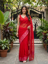 MIMOSA Red Saree Saree — pose 6 styling detail