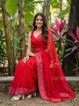 MIMOSA Red Saree Saree — pose 8 styling detail