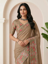 MIMOSA Chiku Banarasi chiffon Saree — pose 10 styling detail