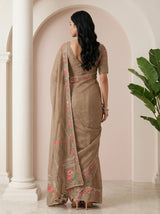 MIMOSA Chiku Banarasi chiffon Saree — pallu and body detail