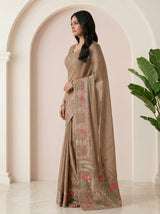 MIMOSA Chiku Banarasi chiffon Saree — model lifestyle pose