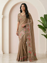 MIMOSA Chiku Banarasi chiffon Saree — pose 5 styling detail
