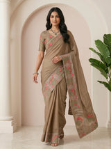 MIMOSA Chiku Banarasi chiffon Saree — pose 6 styling detail