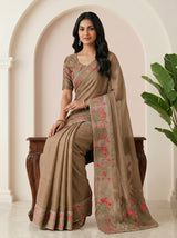 MIMOSA Chiku Banarasi chiffon Saree — pose 8 styling detail