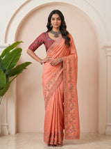 MIMOSA Gajari Banarasi chiffon Saree — model lifestyle pose