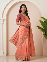 MIMOSA Gajari Banarasi chiffon Saree — pose 9 styling detail