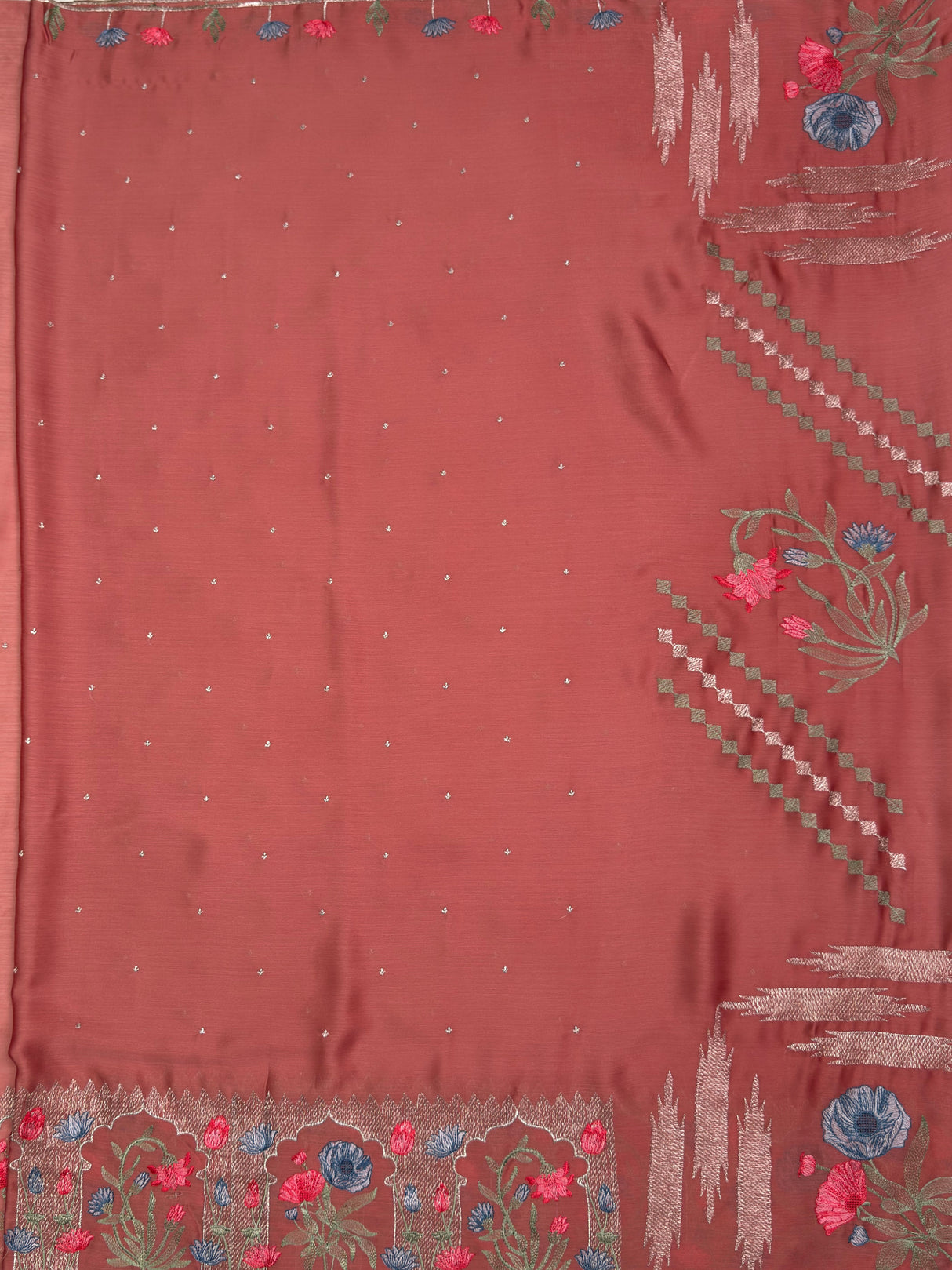 MIMOSA Gajari Banarasi chiffon Saree — pallu and zari work detail
