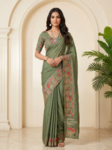 MIMOSA Pista Banarasi chiffon Saree — draped