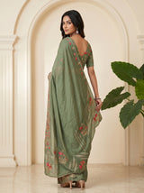 MIMOSA Pista Banarasi chiffon Saree — pose 7 styling detail