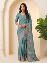 MIMOSA Sapphire Banarasi chiffon Saree — pose 10 styling detail