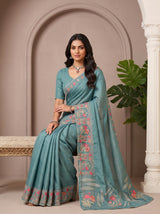 MIMOSA Sapphire Banarasi chiffon Saree — pose 8 styling detail