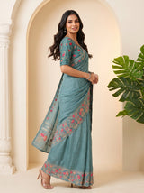 MIMOSA Sapphire Banarasi chiffon Saree — pose 9 styling detail
