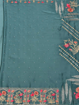 MIMOSA Sapphire Banarasi chiffon Saree — pallu and zari work detail