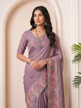 MIMOSA Violet Banarasi chiffon Saree — pose 10 styling detail