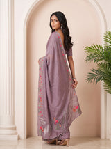 MIMOSA Violet Banarasi chiffon Saree — pose 7 styling detail