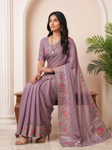 MIMOSA Violet Banarasi chiffon Saree — pose 8 styling detail
