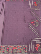 MIMOSA Violet Banarasi chiffon Saree — pallu and zari work detail