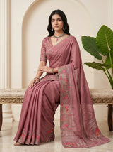 MIMOSA Wine Banarasi chiffon Saree — pose 8 styling detail