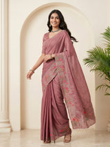 MIMOSA Wine Banarasi chiffon Saree — pose 9 styling detail
