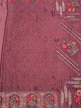 MIMOSA Wine Banarasi chiffon Saree — pallu and zari work detail