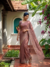 MIMOSA Peach Banarasi chiffon Saree — pose 9 styling detail